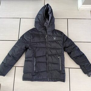 Spyder Black Hooded Puffer Jacket. Junior size 14/16